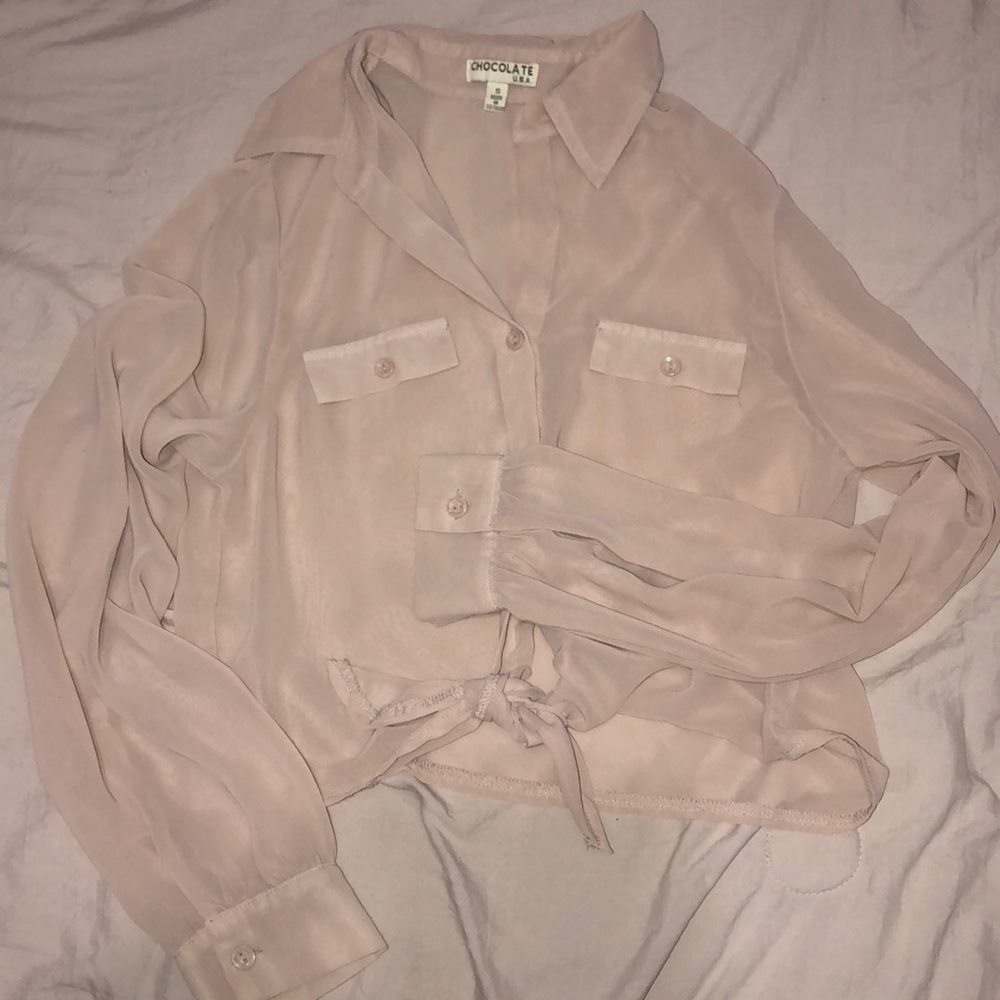 Cream Long Sleeve Crop Top